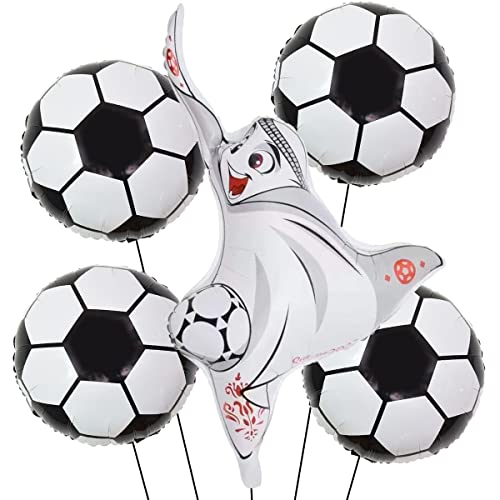 Globos de Futbol - simyron 5 piezas Copa Mundial de Fútbol Globos para Temáticos de Fiesta de Futbol Feliz Cumpleaños Decoraciones de Fiesta de Futbol Suministros de Cumpleaños para Niños