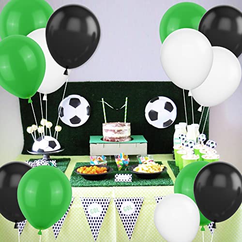 Globos Negros, Verdes Y Blancos, 60 Piezas De Balones De FúTbol Verdes, Negros Y Blancos, Globos De CumpleañOs Verdes De 12 Pulgadas, Globo De LáTex De Fiesta De Helio Para FúTbol, ​​NiñOs, CumpleañOs