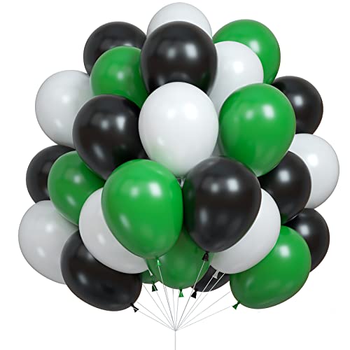 Globos Negros, Verdes Y Blancos, 60 Piezas De Balones De FúTbol Verdes, Negros Y Blancos, Globos De CumpleañOs Verdes De 12 Pulgadas, Globo De LáTex De Fiesta De Helio Para FúTbol, ​​NiñOs, CumpleañOs