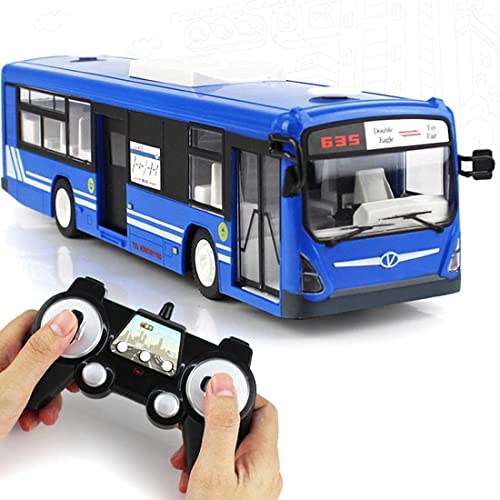 GLOYER Canales Control Remoto autobús Puerta Ajustable luz LED Que se Puede Abrir Escala 1/12 RC Bus Juguetes Control Remoto Funcional Completo autobús niños niñas Interior al Aire Libre