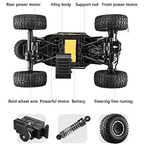 GLOYER Vehículo Todoterreno RC Camión con Buggy de Alta Velocidad Todo Terreno Coche RC Gigante de Alta Velocidad 1:10 2.4Ghz Coche de Juguete Recargable inalámbrico Coche con Control rem