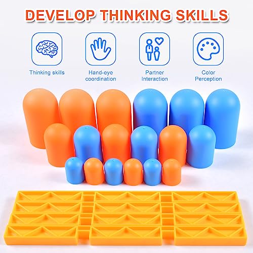 Gobblet Gobblers, Big Eat Small Tic TAC Toe Juego Set, 2 Jugadores Tic TAC Toe Big Eat Small Juego de Padres e Hijos Interactivo, Azul Naranja Gobblet Gobblers Juego de Mesa para la Familia