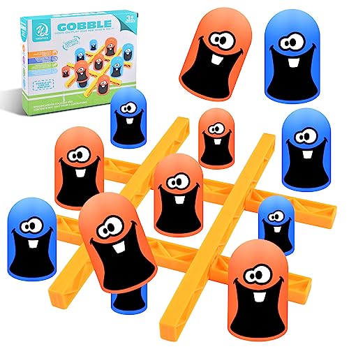 Gobblet Gobblers, Big Eat Small Tic TAC Toe Juego Set, 2 Jugadores Tic TAC Toe Big Eat Small Juego de Padres e Hijos Interactivo, Azul Naranja Gobblet Gobblers Juego de Mesa para la Familia