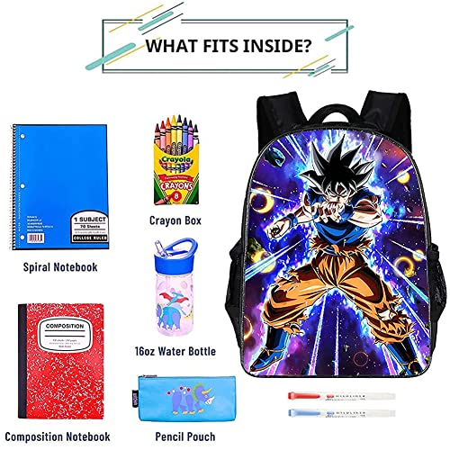 Goku Mochila Infantil, Goku Mochila Escolar para Niños 3D Estampado Mochila Bolsa Mochila Escolar de Dibujos Animados Mochilas Anime Mochila 3D Estampado Mochila Bolsa de Viaje