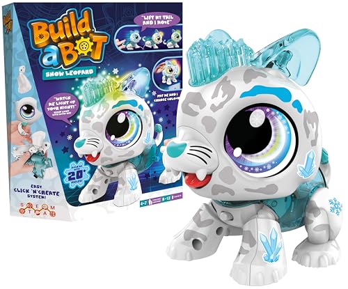 Goliath Build-a-BOT Snow Leopard, Construye tu Propia Mascota interactiva Leopardo de Nieve, Sistema Easy Click 'n' Create, Kit de Robot Stem de más de 20 Piezas para niños, + 4 años