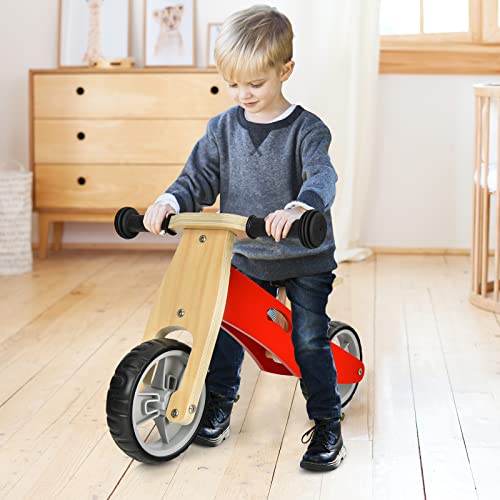 GOPLUS Bicicleta sin Pedales, Triciclos para Niños, Bici Equilibrio 2 en 1 de Madera, Juguete Infantil para Mantener el Equilibrio, para Niños de 18 Meses a 3 Años