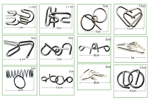 Gracelaza 12 Piezas Juguetes Mágicos de Alambre de Metal Set - 3D Rompecabezas Brain Teaser Puzzle - IQ Inteligencia Juguete Educativo - Juego Niños y Adolescentes