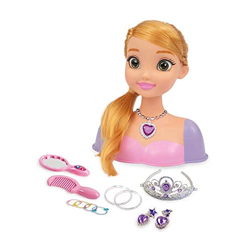 Grandi Giochi - Princess Styling Head Rapunzel, Cabezal de Peinado con Accesorios incluidos, GG02997