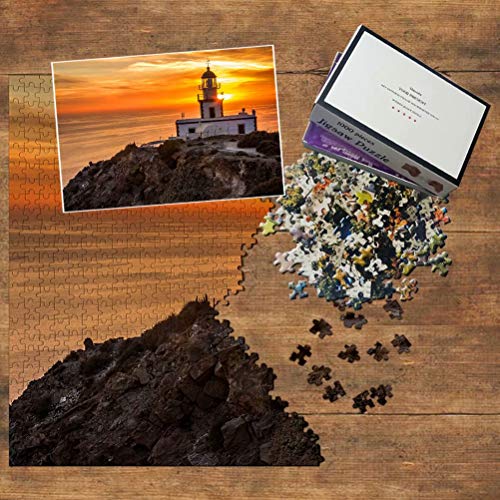 Grecia Santorini Akrotiri Lighthouse Puzzle 1000 Piezas para Adultos Familia Rompecabezas Recuerdo Turismo Regalo