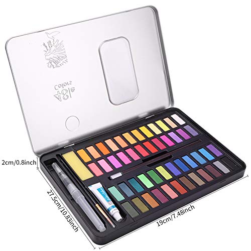 guansheng Set de Pinturas de Acuarela Caja de 48 colores Profesionales, Juego de Pintura Sólida Aquarelas de agua para niños