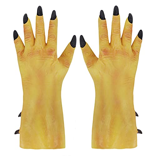 Guantes de hombre lobo de Halloween para hombres y mujeres, horrible demonio, zombi, diablo, bestia, animales, guantes de látex, patas de lobo, garras de lobo, guantes de Halloween, cosplay, disfraz