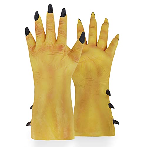 Guantes de hombre lobo de Halloween para hombres y mujeres, horrible demonio, zombi, diablo, bestia, animales, guantes de látex, patas de lobo, garras de lobo, guantes de Halloween, cosplay, disfraz