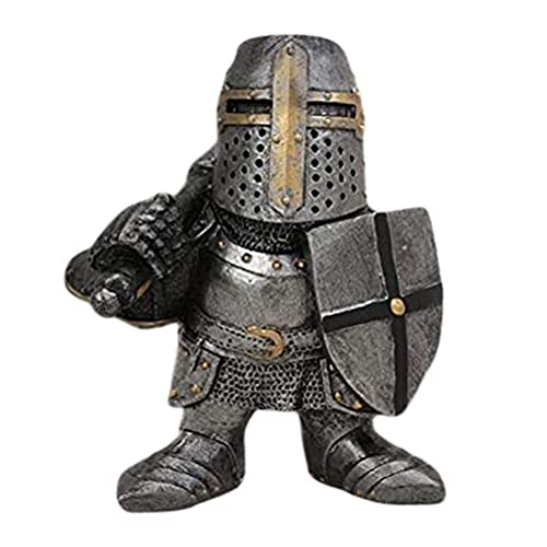 Guard Statue Knight Gnomes Guard Garden Statues - Gothic Guardians Gnomes , Renaissance Medieval Cross Templar Crusader Figurine, European Knights Ornament for Outdoor Yard Lawn Decor-As Shown||A