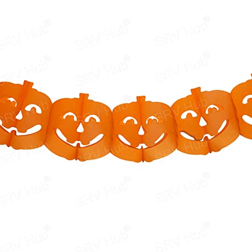 Guirnalda de papel en forma de calabaza, decoraciones espeluznantes de Halloween, decoraciones colgantes plegables 3D con cuerda para colgar, guirnalda de Halloween