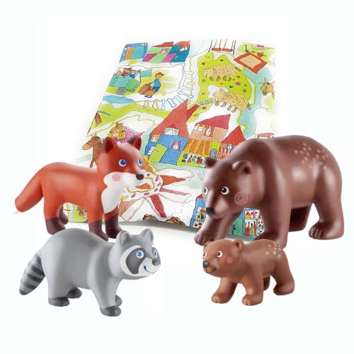 Haba Little Friends Animales del Bosque Juego Animales Zorro Mapache Oso Pardo Oso Bebé