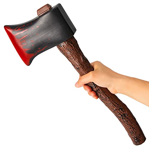 Hacha falsa de plástico con sangre Hacha vikinga juguete para hombre armas de Halloween Hacha falsa accesorios de Halloween 45cm hacha sangrienta juguetes de plástico para Halloween Accesorios