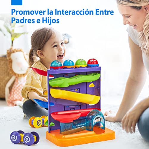 hahaland Juguetes Niños 1 Año, 2 en 1 Golpeo de Bolas y Coche de Carreras Set Montessori Juguetes Niños 2 3 Años, Juego de Golpea y Rueda Juguete Educativo Regalos para Niños 1 2 3 Años