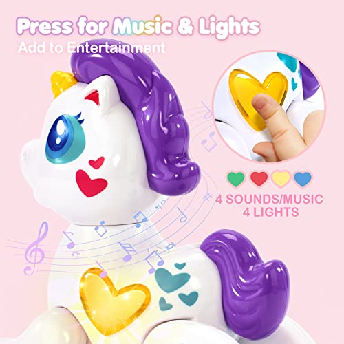 hahaland Juguetes Niños 1 Año, Unicornio Musical Juguetes Bebes 6-12 Meses, Touch & Play con Luces y Sonidos, Regalos Originales para Niñas Niños 1 2 3 Años