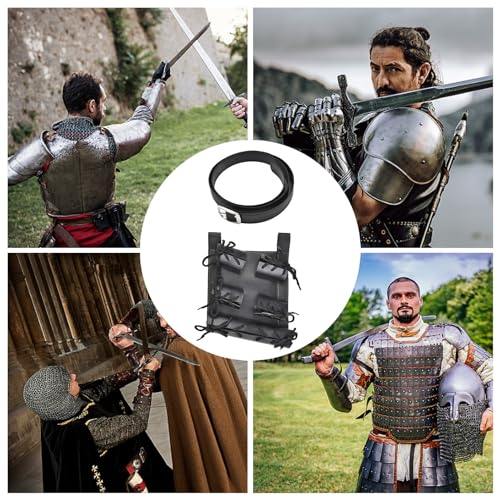 Halatua Cinturón de soporte para cuchillos, funda de caballero medieval vikingo tótem rapier, funda de cuchillos de caballero rapier, cinturón de piel sintética retro renacentista y funda ajustable