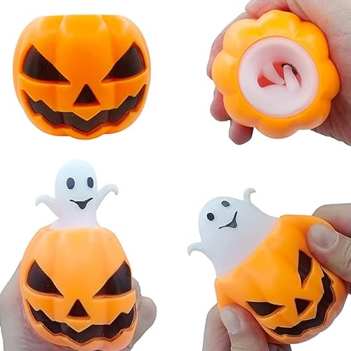 Halloween Divertido Juguete de Descompresión de Calabaza Vent Hamster Ghost Fun Squeeze Juguete de Descompresión Divertido Cabeza de Calabaza Pizca Squishy Vent Ball Toy Party Decoration Prop Kid Gift