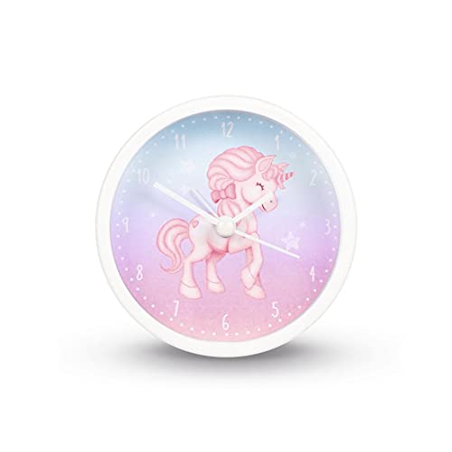 Hama Despertador infantil "Magical Unicorn" sin tic tac, reloj infantil con diseño de unicornio para niñas, despertador con pilas, ideal también como reloj de aprendizaje, color rosa/azul