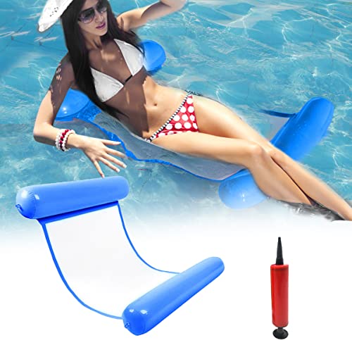 Hamaca de Agua,Hamaca Piscina,4 en 1 Tumbona Flotante,Inflable de Agua Flotante colchoneta,Hamaca de Agua Inflable,para Adultos Cama Flotante de Agua,Jardín y Playa para Adultos & Niños (azul oscuro)