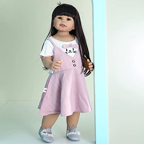 HAMIMI Muñeca Reborn de 70cm y 28 Pulgadas, Cuerpo de Silicona Suave, de Pie, Tamaño Grande, Modelo Infantil para Niñas, Muñecas de Obra Maestra