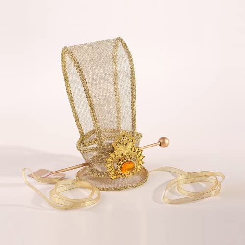 Han Dynasty Emperor Pearl Hat Ministro Hair Tiara Male Hair Tiara Ming Dynasty Emperador Hat, Oro, Medium