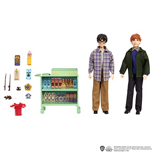 Harry Potter Harry y Ron en el tren Hogwarts Express Muñecos con accesorios, muñecos de Harry Potter de 30,5cm, HND79