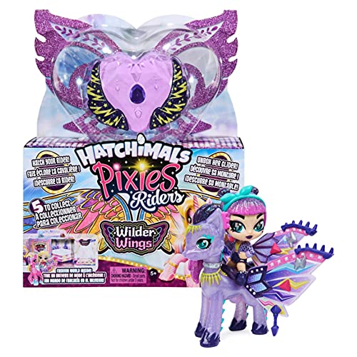 Hatchimals Pixies Riders, Wilder Wings Pixie y Glider con 16 Accesorios de ala