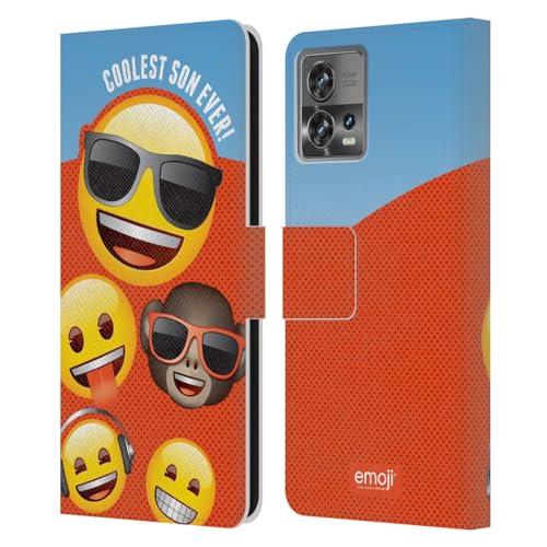 Head Case Designs Licenciado Oficialmente Emoji® Hijo más Fresco Estuches de celebración Carcasa de Cuero Tipo Libro Compatible con Motorola Moto Edge 30 Fusion