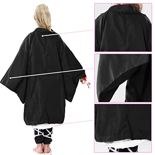 Heionia 9PCS Nezuko Kamado Cosplay Disfraz Kimono Pelucas Nezuko Demon Anime Disfraces Costume Niñas para Carnaval Halloween Fiestas (140)