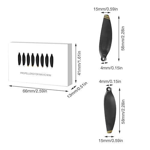 Hélices de Cuchillas para Drones RC, Accesorio de ala de Helicóptero Apto para Mini Accesorio Mavic(Negro con Borde Dorado)