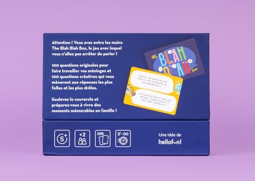 ¡Hellofun! Blah Blah Box I El Juego donde uno No Puede dejar de Hablar I A partir de 5 Años, para Muchos Jugadores, Hago 100 Cartas, 200 Preguntas.