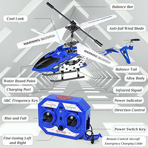 Herefun Helicóptero Teledirigido para Interior, Helicópteros de Radiocontrol de Juguete para Niños, Mini Helicóptero luz LED de 3,5 Canales, Regalo para Niños y Principiantes