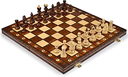 Hermoso juego de ajedrez con tablero de madera y piezas hechas a mano. Producto ideal para regalo, 40 cm