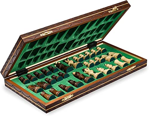 Hermoso juego de ajedrez con tablero de madera y piezas hechas a mano. Producto ideal para regalo, 40 cm