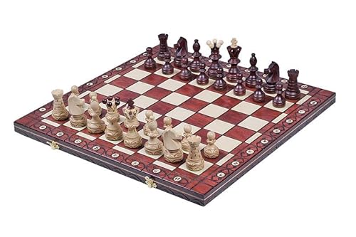 Hermoso juego de ajedrez con tablero de madera y piezas hechas a mano. Producto ideal para regalo, 55 cm