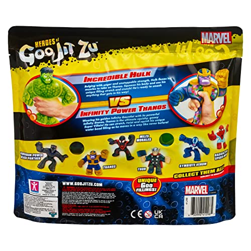 Heroes of Goo Jit Zu Marvel Versus Pack - Hulk vs Thanos, Squishy, Stretchy, Gooey Heroes, Perfect Christmas/Birthday Present For 4 To 8 Year Olds, Squishy, Stretchy Tactile Play