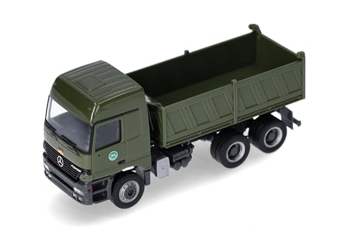 Herpa Miniatura del camión Mercedes-Benz Actros L 96 volquete de construcción Bundeswehr/despliegue en el Extranjero, Escala 1/87, maqueta de colleción, modelismo, Modelo aleman, Figura plástico