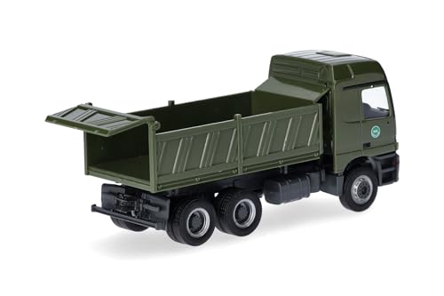 Herpa Miniatura del camión Mercedes-Benz Actros L 96 volquete de construcción Bundeswehr/despliegue en el Extranjero, Escala 1/87, maqueta de colleción, modelismo, Modelo aleman, Figura plástico