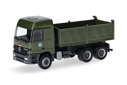 Herpa Miniatura del camión Mercedes-Benz Actros L 96 volquete de construcción Bundeswehr/despliegue en el Extranjero, Escala 1/87, maqueta de colleción, modelismo, Modelo aleman, Figura plástico