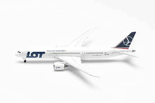 Herpa Modelo de avión Boeing 787-9 Dreamliner Lot Polish Airlines, Fiel a su Escala Original de 1:500 - Modelo de avión, Pieza de colección, decoración, sin peana, Miniatura de Metal