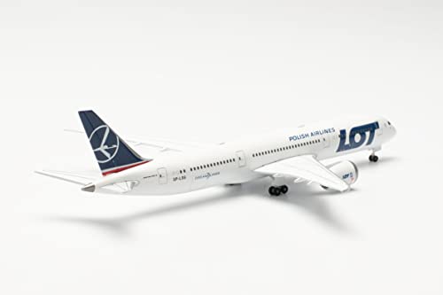 Herpa Modelo de avión Boeing 787-9 Dreamliner Lot Polish Airlines, Fiel a su Escala Original de 1:500 - Modelo de avión, Pieza de colección, decoración, sin peana, Miniatura de Metal