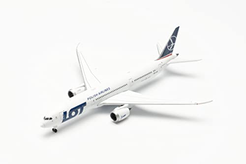 Herpa Modelo de avión Boeing 787-9 Dreamliner Lot Polish Airlines, Fiel a su Escala Original de 1:500 - Modelo de avión, Pieza de colección, decoración, sin peana, Miniatura de Metal