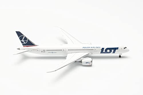 Herpa Modelo de avión Boeing 787-9 Dreamliner Lot Polish Airlines, Fiel a su Escala Original de 1:500 - Modelo de avión, Pieza de colección, decoración, sin peana, Miniatura de Metal