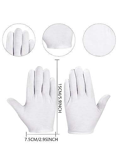 Hestya 24 Pares Guantes Blancos de Niños para Disfraz Halloween Guantes de Algodón Infantiles Suaves Guantes Formales de Muñeca Accesorios para Niñas Fiesta Cosplay Carnaval, Tamaño S