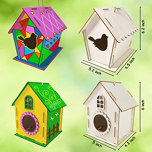 Heyzeibo Casitas para Pajaros Exterior - Juego de Bricolaje de 2 Piezas para Niños para Construir y Pintar, Caja de Pájaros para Manualidades Niños, Regalos de Pascua para Niñas, Niños Pequeños