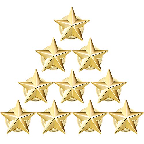 Hicarer 10 Piezas Pin Solapa Insignia de Estrella para Día Conmemorativo de 4 de Julio Fiesta Día de Los Veteranos Celebración Día de Independencia Decoracion Traje Fiesta Día Trabajo(Oro)