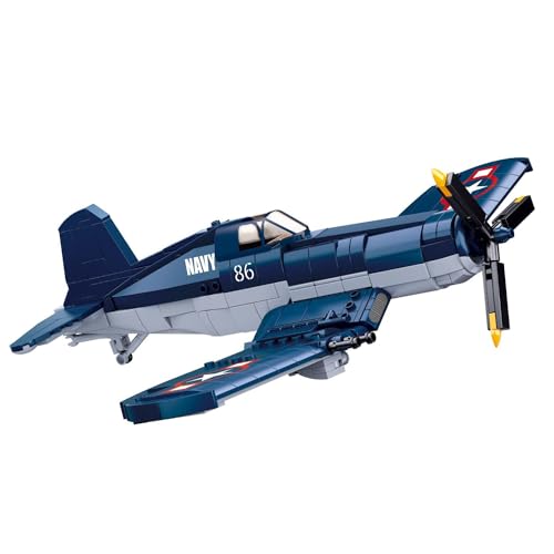 HIGH GODO Juego de bloques de construcción de avión F4U Corsair, modelo escala 1:35, 550 piezas, ww2, avión de combate, bloques de sujeción, cumpleaños a partir de 6 años, niños o adultos